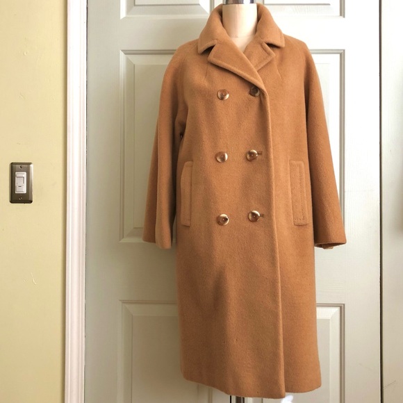 Camel Hair Coat Jackets & Blazers - Vintage Camel Hair Pockets Double Breasted Jacket Coat Size M